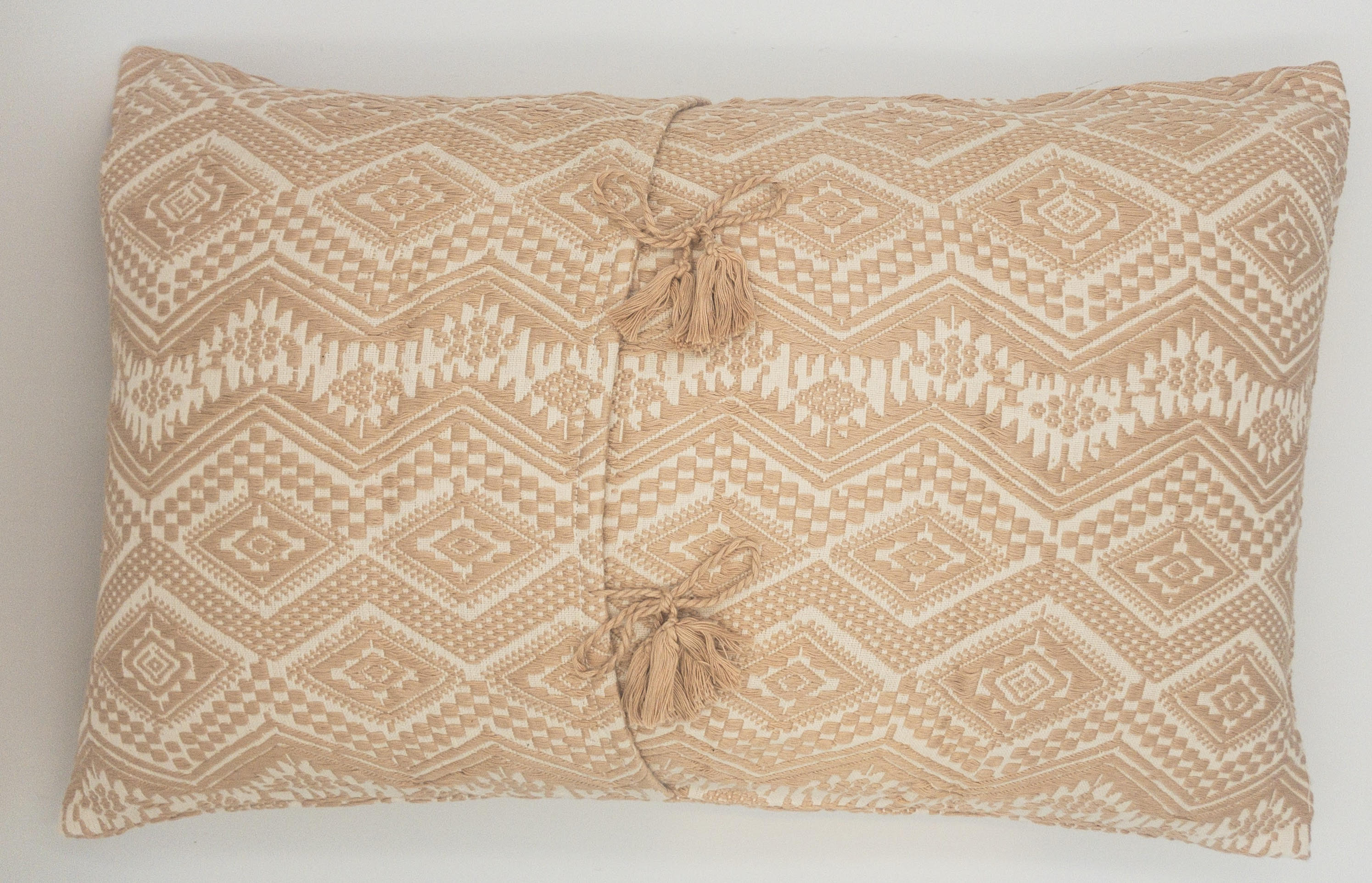 Hand-Loomed Blush Geometric Pillow- 14"x24"
