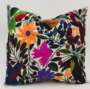 SOLD Hand-Loomed and Hand Embroidered Tropical Sand Pillow